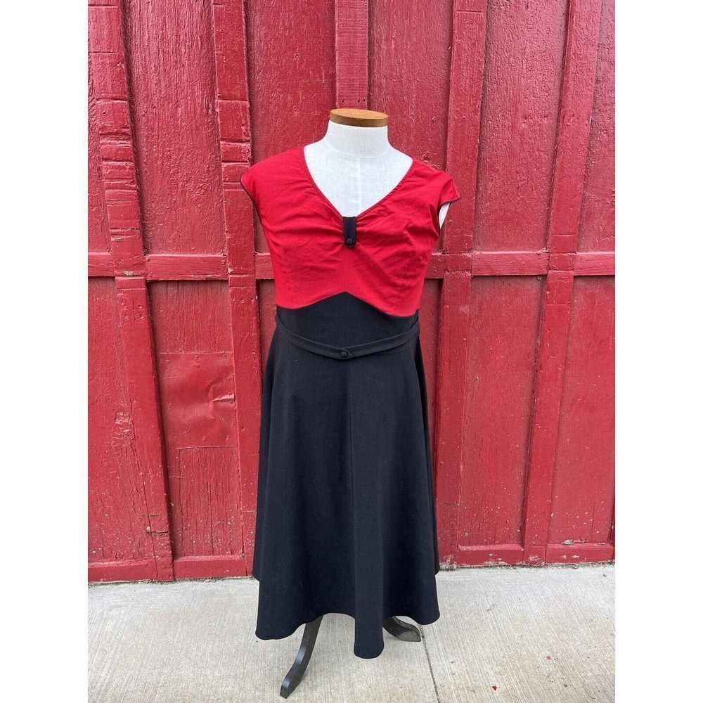 Stop Staring Women's Plus Size Pin Up Dress Red and Black Sweetheart neck 3x